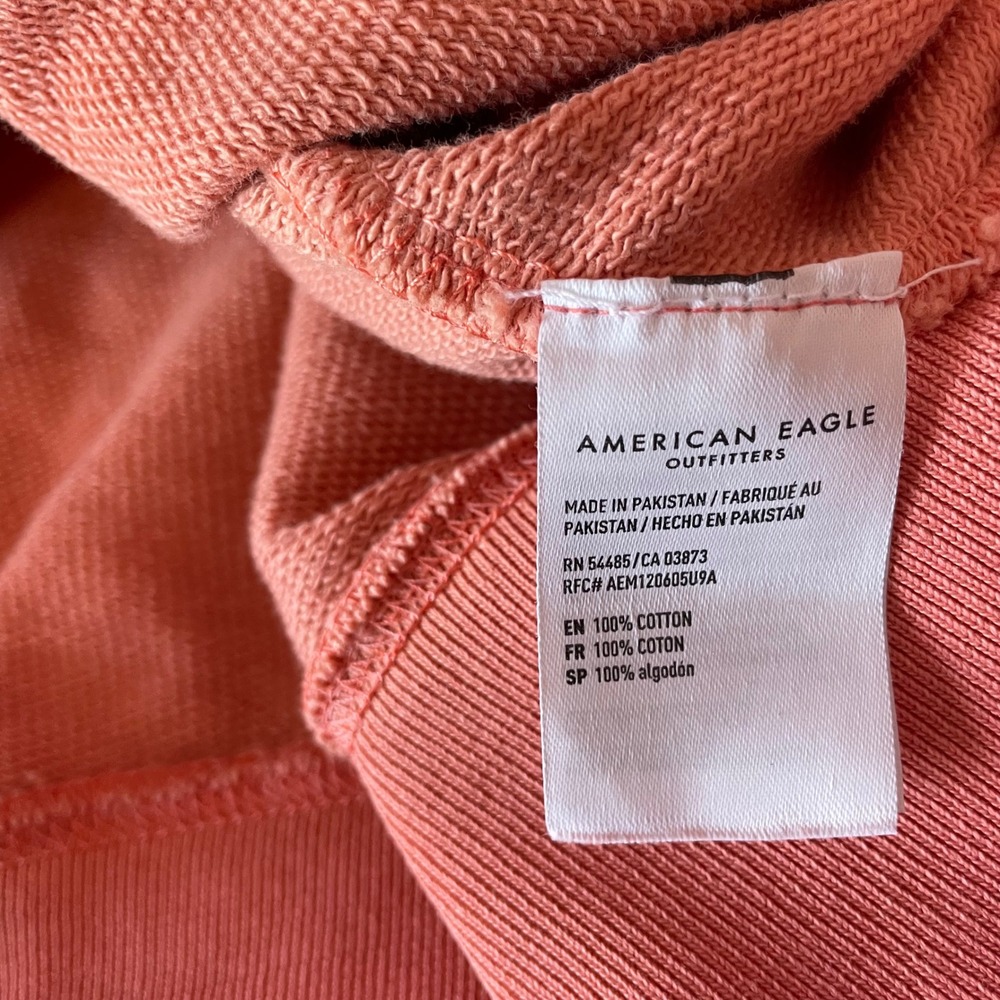 American Eagle Mens XXL Coral Pink 100% Cotton Pullover Hoodie Sweatshirt NWOT - Picture 10 of 13